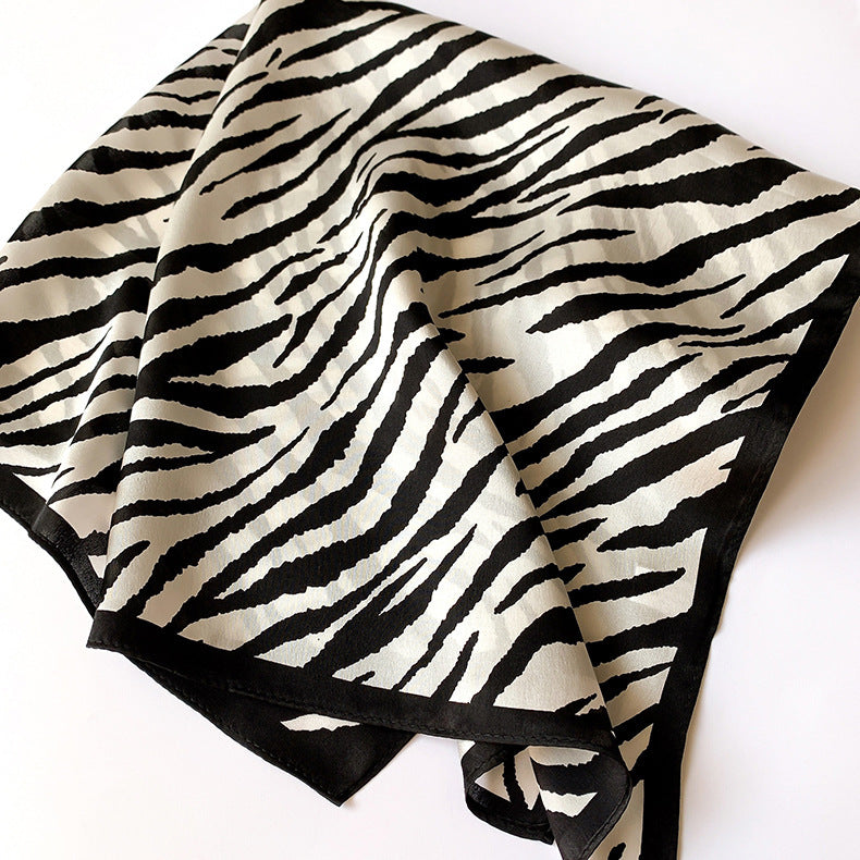 Silk Small Square Scarf Female Striped 53cm Silkworm Decorative