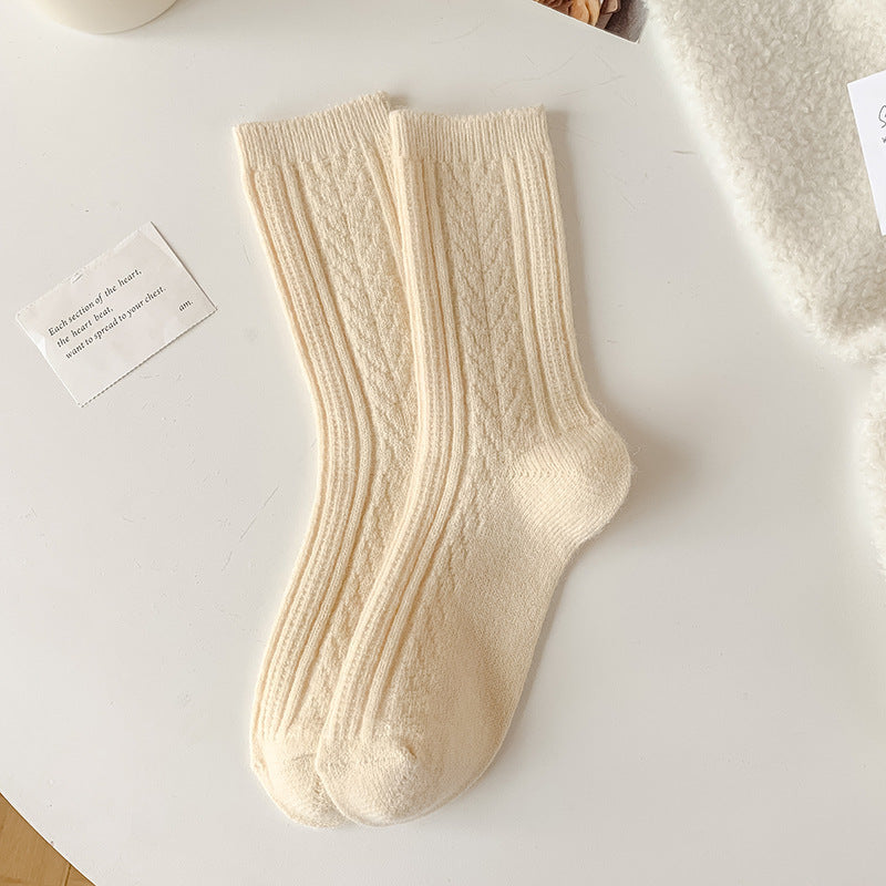Milky White Twist Wool Socks Children