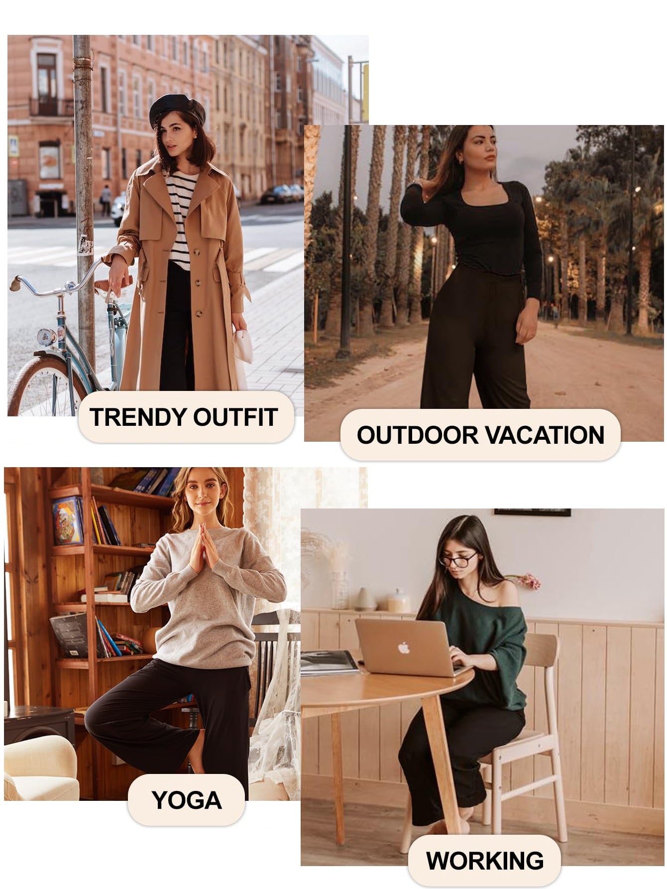 Wide-leg Pants - Cropped Pockets Solid Color