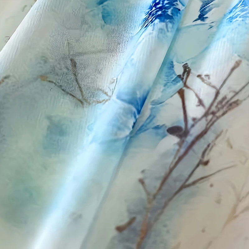 Women's Deep V-Neck Floral Print Boho Maxi Dress With Long Sleeves - A-Line Waist Ruffle Hem Dress For Spring&Summer Vacation