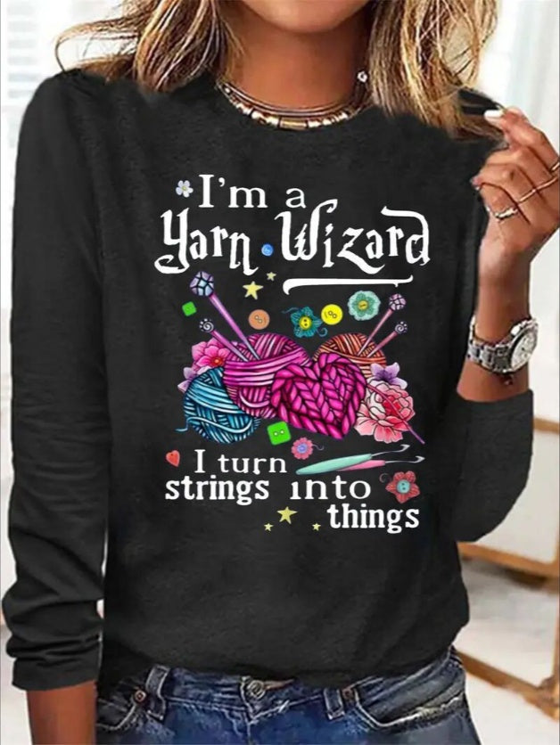Women's Print Long-sleeved Hoodless Sweatshirt