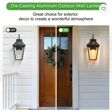 211 Pack Outdoor Wall Lantern Light   Modern Black Metal & Clear Glass Sconce For Porch, Patio, And Garden Lighting Bulb Not Included