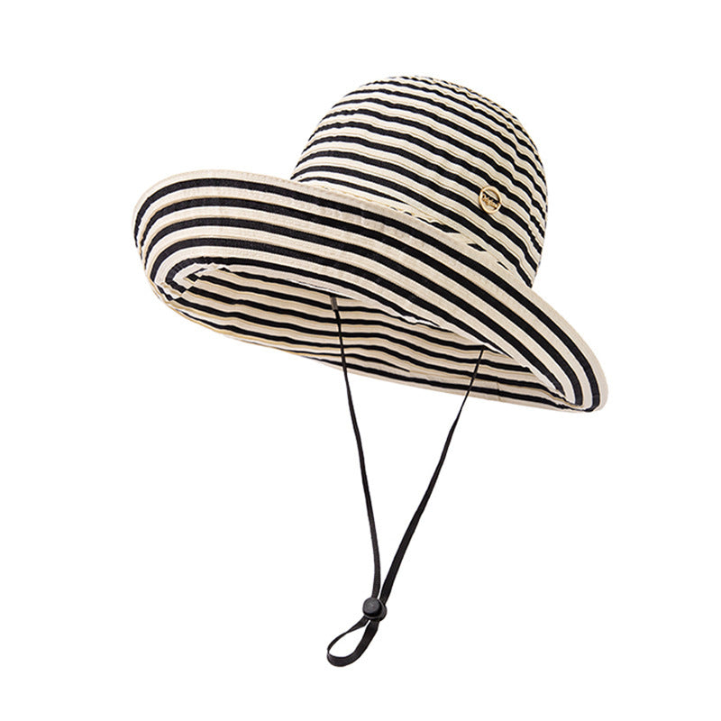 Women's Contrast Color Foldable Full-top Straw Hat