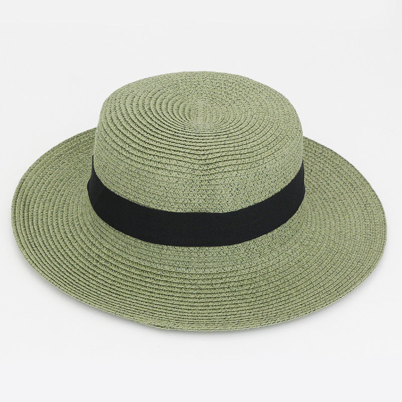 21 Color Square Buckle Dome Panama Lafite Flat Straw Hat
