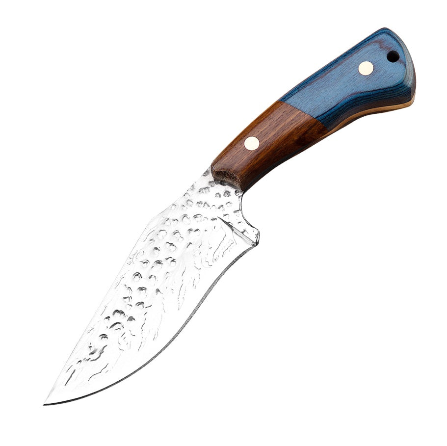 Colored Wood Blue Fire Handle Knife