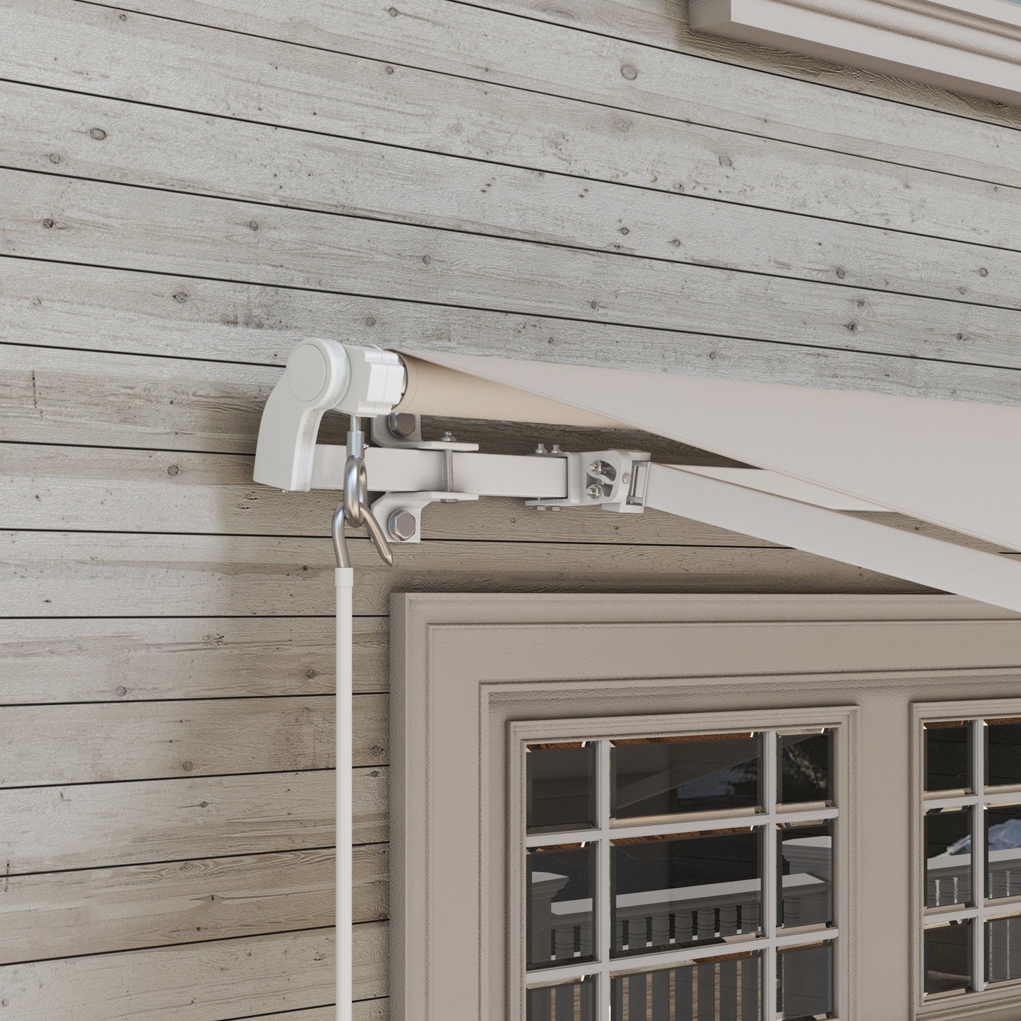 12x10 Retractable Awnings, Aluminum Patio Shade With 280gm UV & Water-Resistant Fabri, For Deck, Balcony, Yardc, Cream White