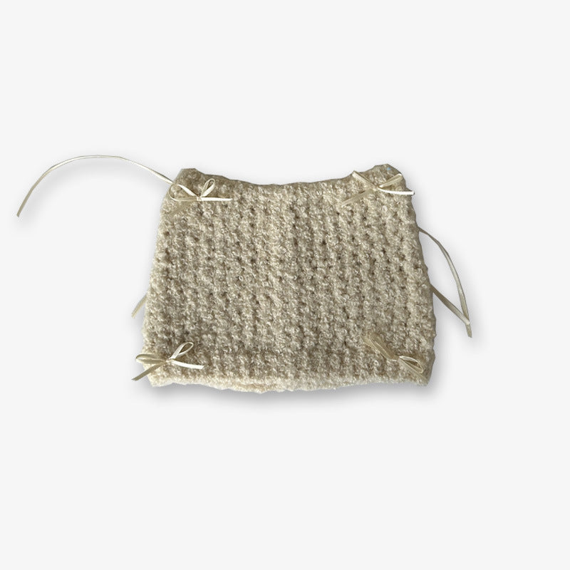 Niche Bow Hand Knotted Knitted Cute Girl Wool Hat