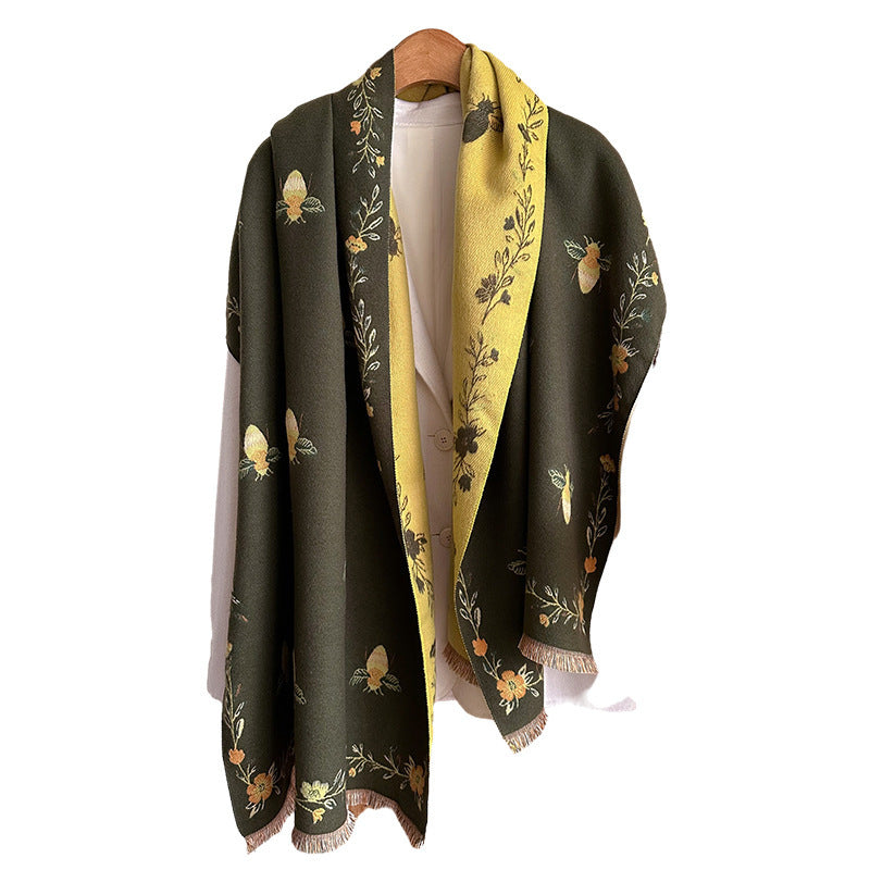 New High-grade Retro Cashmere Knitted Women's Autumn And Winter Warm Warm Shawl