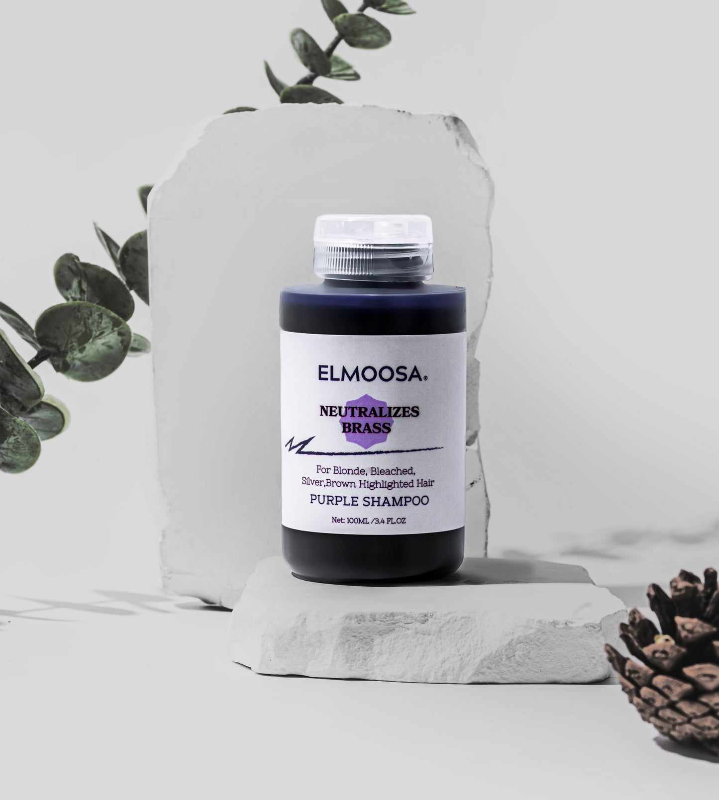 ELMOOSA Blonde Toning Purple Shampoo,100ml Knocks Out Brassy Tones Cleanse Your Blonde Hair