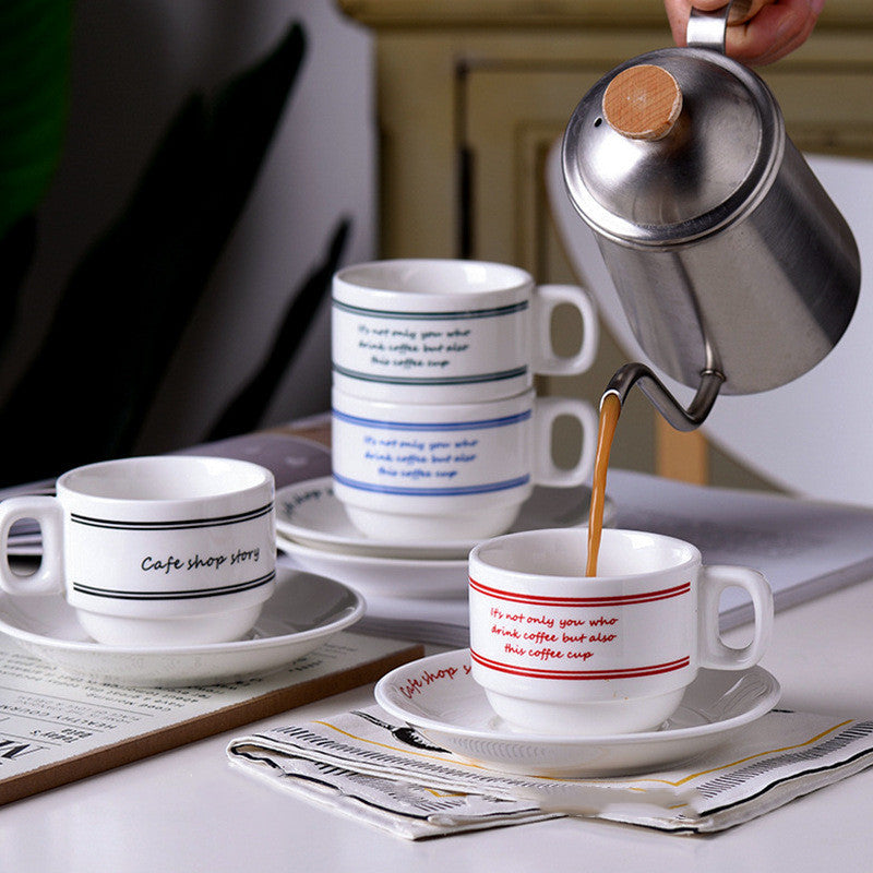 Retro Coffee Cup Milk Pull Flower Ceramic Cup