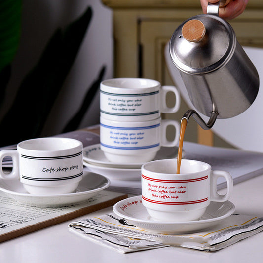 Retro Coffee Cup Milk Pull Flower Ceramic Cup