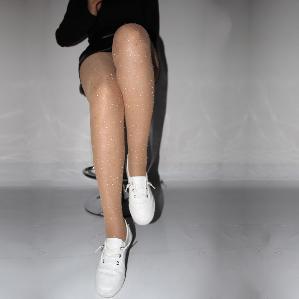 Fashion Rhinestone Mesh Stockings For Women