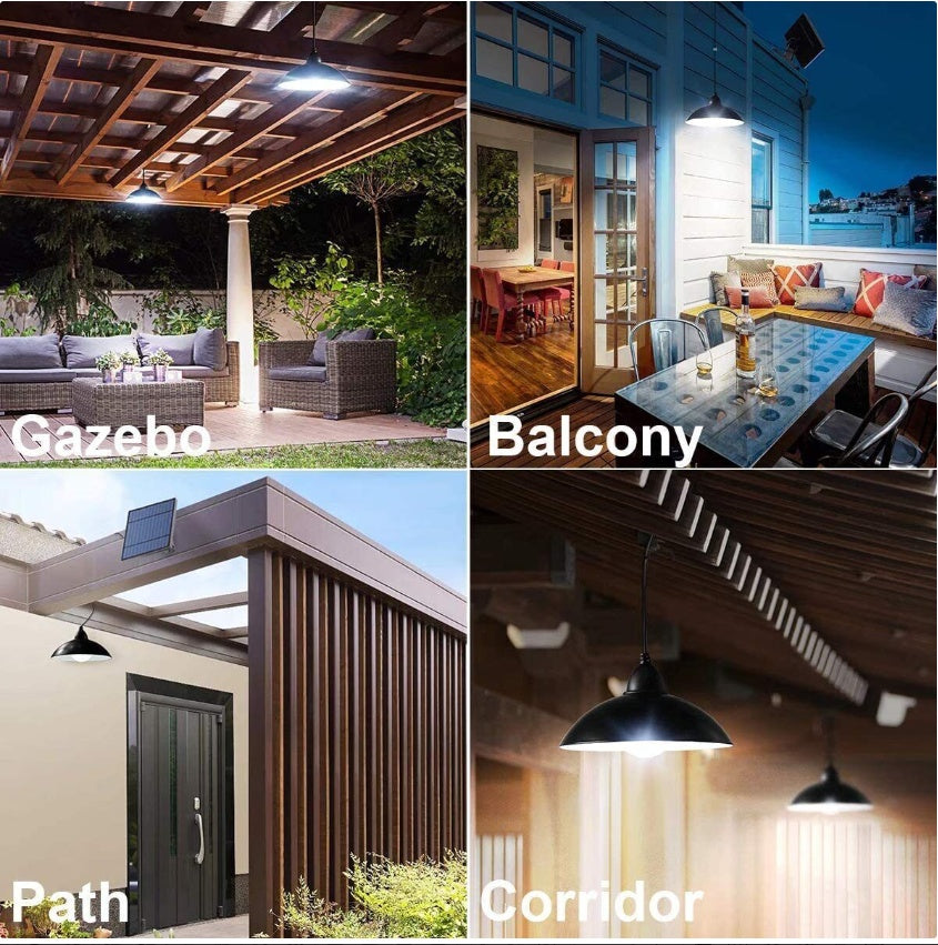 LED Solar Powered Pendant Hanging Light Lamp Outdoor Garden Yard Shed Lighting