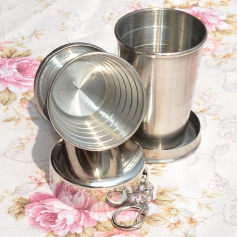 Stainless Steel Folding Cup -304 Stainless Steel, Compact And Portable, Not Easy To Deform, Suitable For Travel, Camping Picnic, Outdoor Shot Glass 250ml