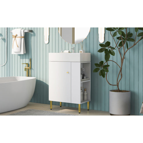 21.6 Inch White Bathroom Vanity, Unavailable Platforms- SHEIN Corporation , Temu