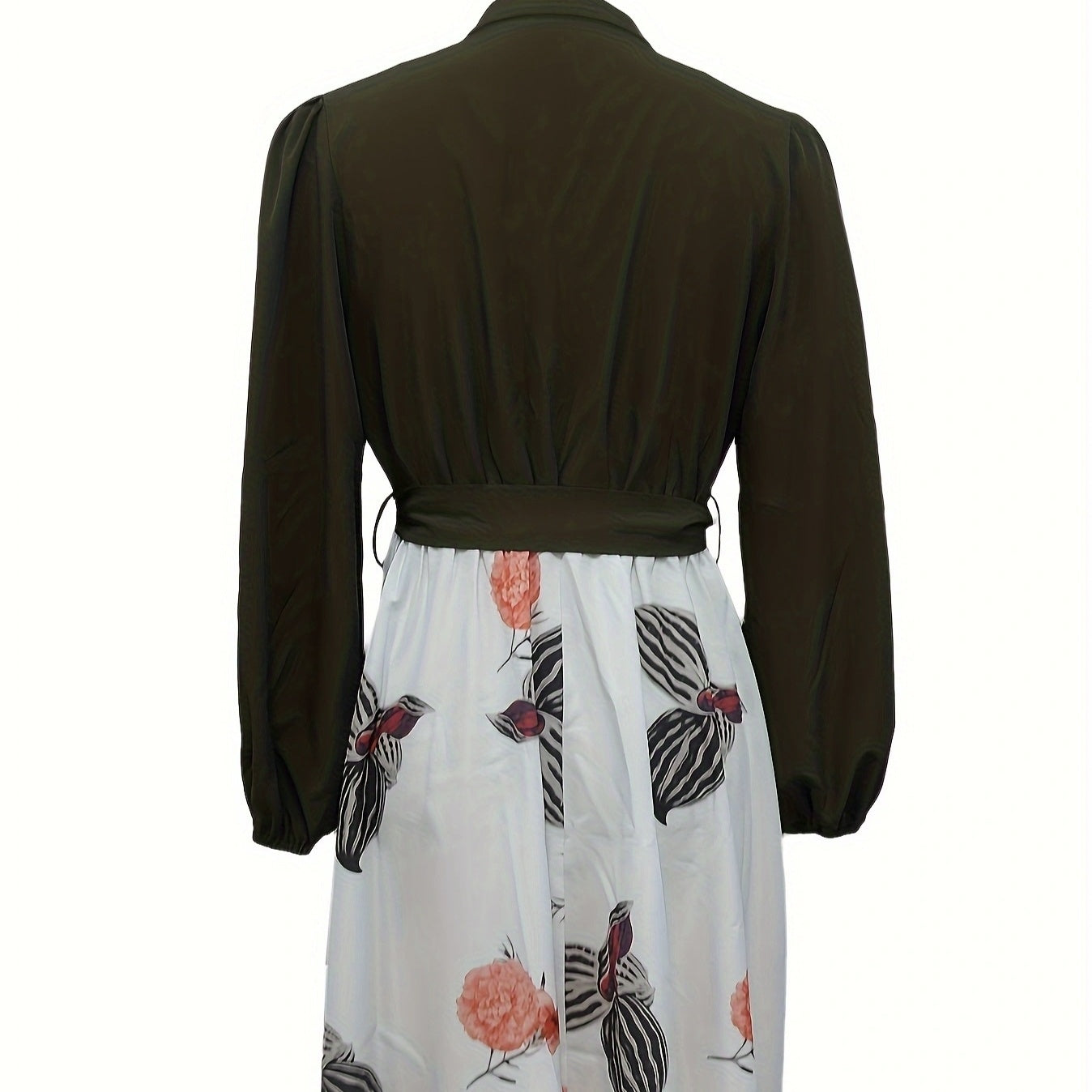 Ladies' Fashion Printed V-neck Waist Strap Casual Dress