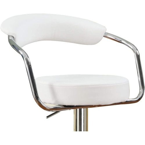 Contemporary Style White Color Bar Stool Counter Height Chairs Set Of 2 Adjustable Swivel Kitchen Island Stools