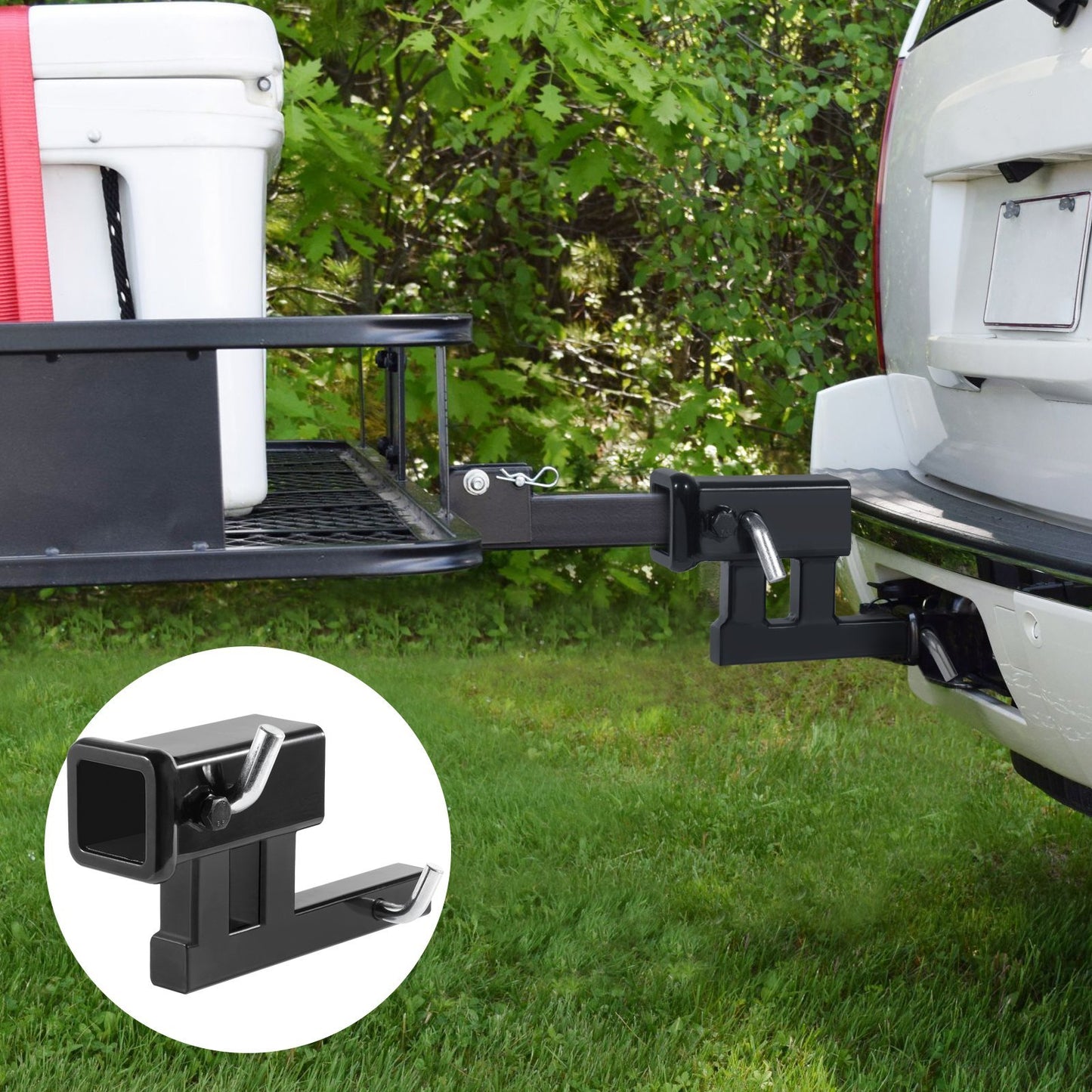 VEVOR Hitch Adapter, Receiver Hitch Extender Extension, Trailer Hitch Riser With Rise Drop, Extension Length, 4000 Lbs Towing Capacity, Hitch Pins, Bolt And Nut Included, Black
