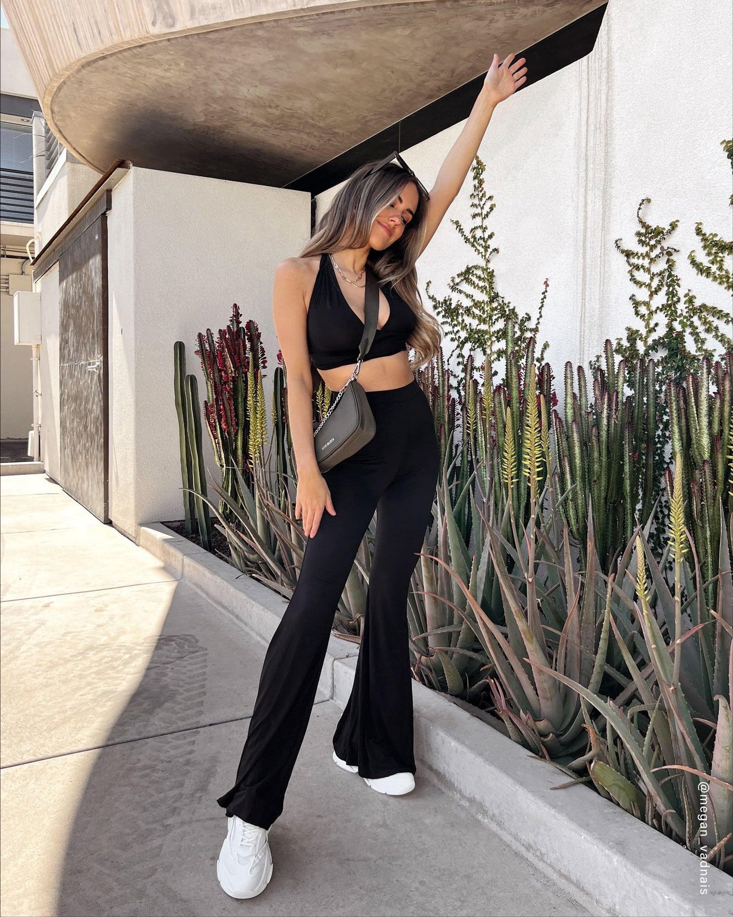 Flared Pants - Cropped Crossover Waist Pockets In Solid Crimson