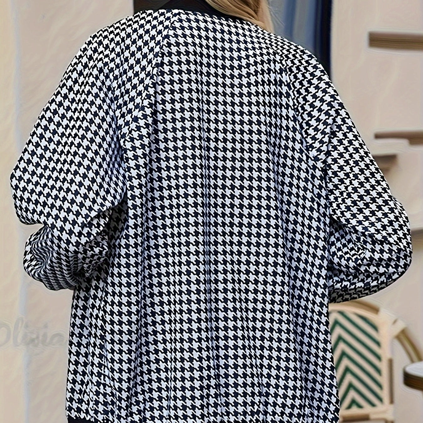 Ladies' Fashionable And Casual Qianniao Grid Autumn And Winter Long Sleeved Jacket