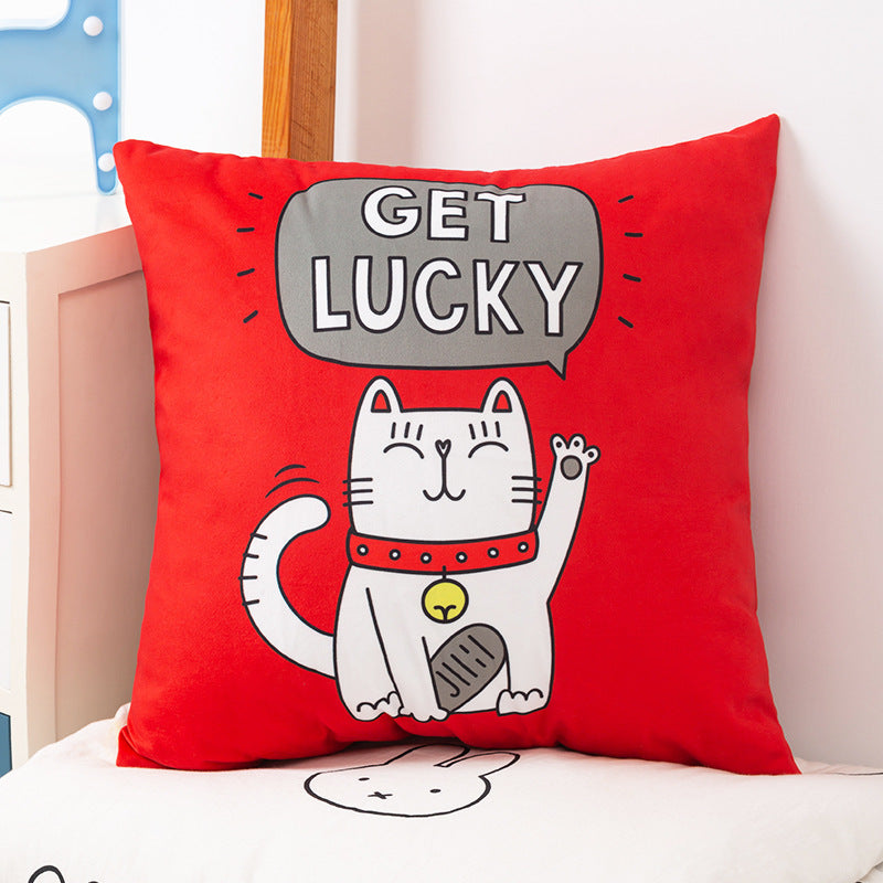 Simple Home Sofa Plush Double-sided Printing Pillow Cover Can Be Disassembled And Washed