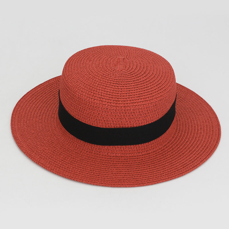 21 Color Square Buckle Dome Panama Lafite Flat Straw Hat