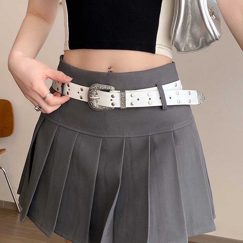 Retro Silver Alloy Buckle Belt Women's All-matching