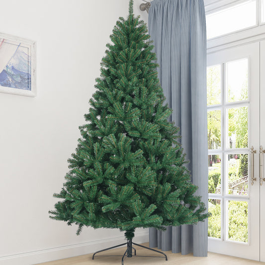Artificial Christmas Tree All Natural Spruce PVC Fir Tree 7.5 Foot Collapsible Metal Stand Unlit Green