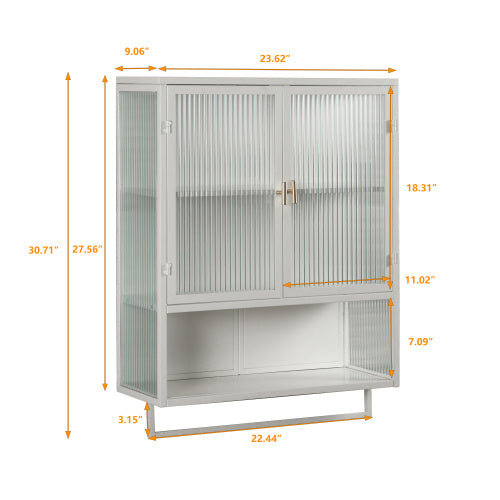 Modern Double Door Wall Cabinet With Glass Door With Two Levels Of Enclosed Storage, Open Shelves And Towel Rails For The Entrance Living Room Bathroom Dining Room Unavailable Platforms- Temu