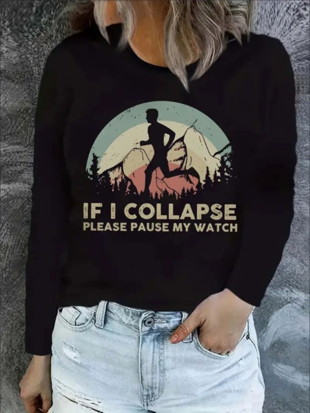 Women's Printed Hoodless Long Sleeve Sweatshirt