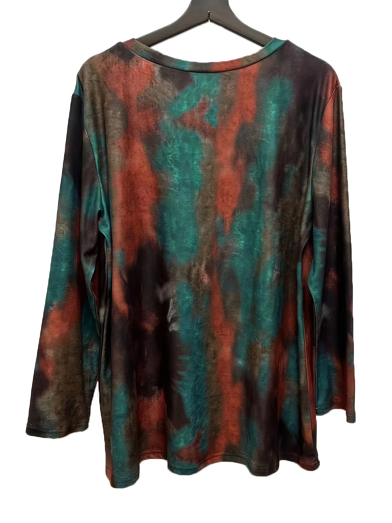 Self-pick-up Women's Plus Size Soft Round Neck Long Sleeve Top Casual Tie-Dye T-Shirt Only Self-pickup Is Supported