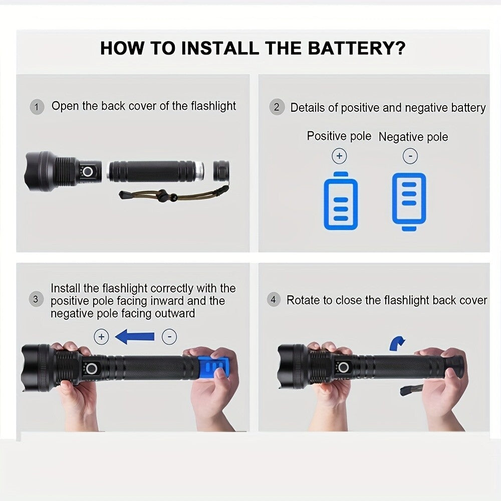 35000000LM Super Bright Powerful LED Flashlight Torch P90 Rechargeable Zoomable