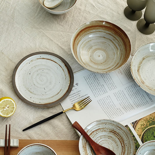 Personalized Rice Bowls Retro Stoneware Dishes Homestay Cooking Tableware