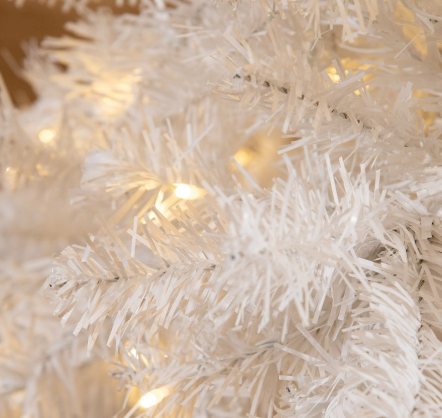 6ft White Christmas Tree Pre Lit PVC With Metal Stand 250 Warm White LED Tips For Home Decoration