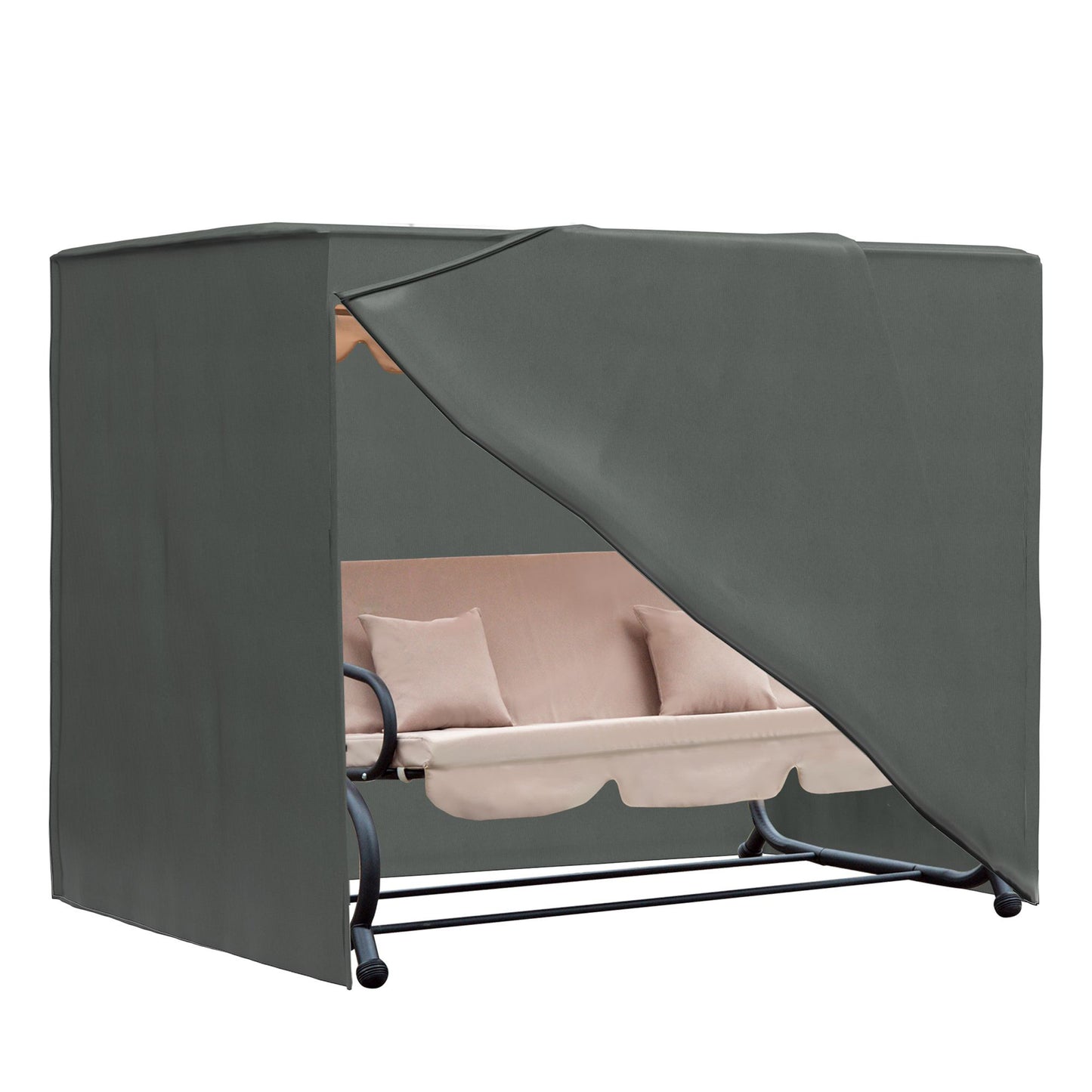 All Weather Garden Patio Swing Chair Cover Waterproof Protector Anti-UV And PVC Coating Fade Resistant Oxford Fabric 6.7ft X 4.1ft X 5.4ft