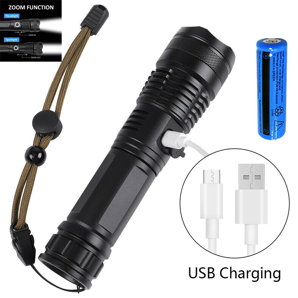 990000lm Rechargeable XHP70 Most Powerful LED Flashlight USB Zoomable Torch Lamp