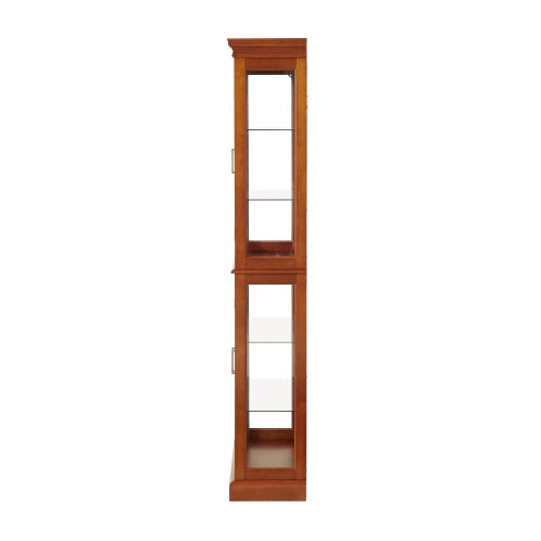 Curio Cabinet Lighted Curio Diapaly Cabinet With Adjustable Shelves And Mirrored Back Panel, Tempered Glass Doors