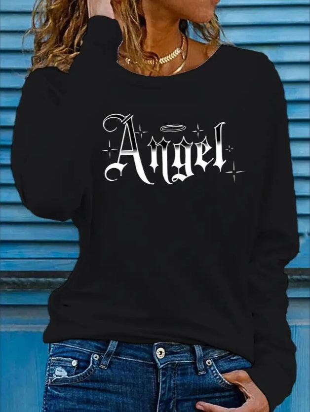 Women's Printed Hoodless Long Sleeve Sweatshirt