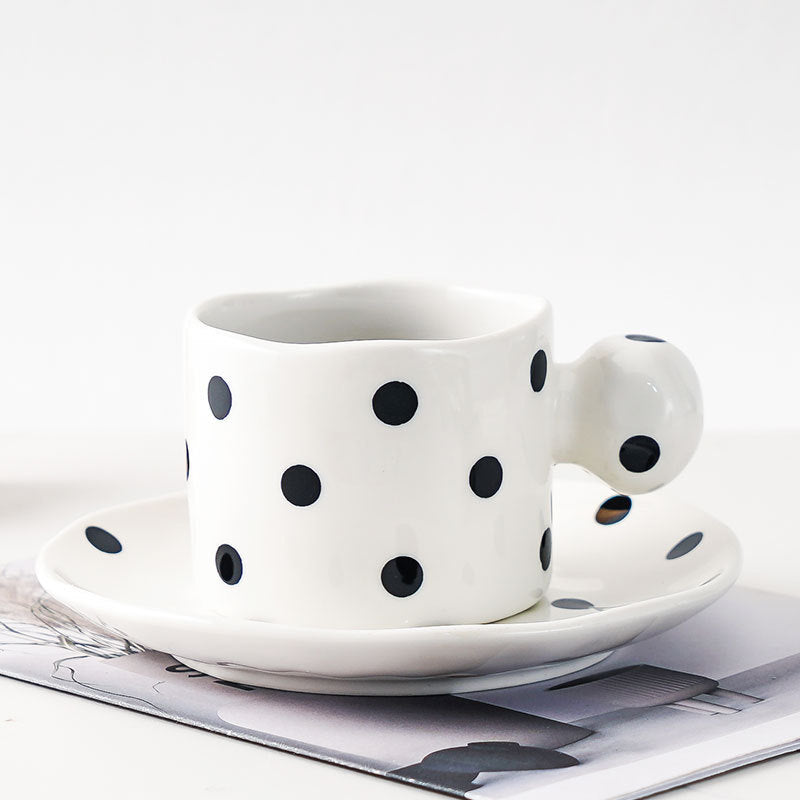 Niche Polka Dot Striped Couple Cup And Saucer