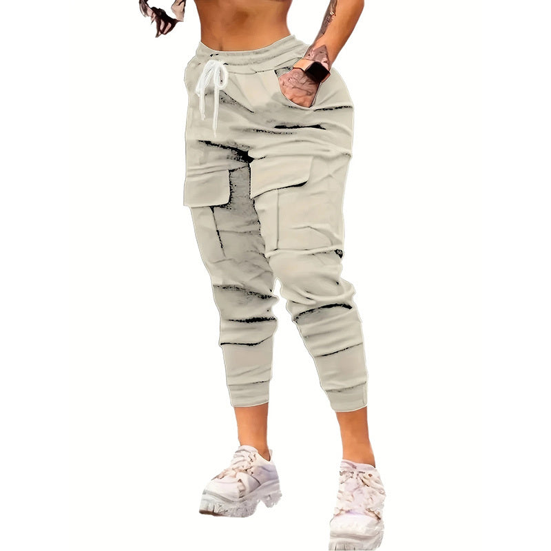 Women's Cargo Jogger Pants Matching With Flap Pockets & Drawstring Waistband