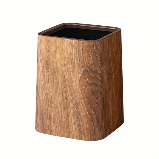 Oversized Retro Wood Grain Trash Can With Odor-proof Seal And Rectangular Flap Suitable For Living Room, Kitchen, Bathroom And Hotel Use