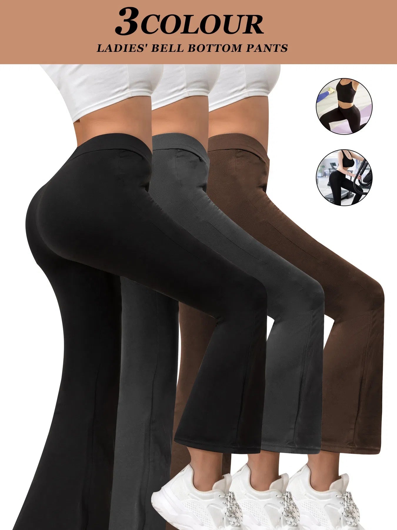 3pcs Butt-Lifting Flare Yoga Pants High Waist, Ultra Stretch, Naked Feel Leggings For Women