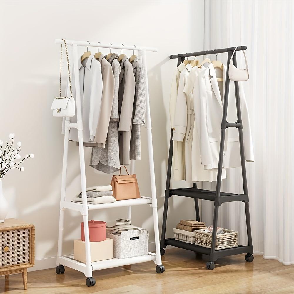 Multifunctional Metal Clothes Drying Rack With Edge, Home Kitchen Wardrobe Independent Triangle Movable Multi-layer Storage Rack