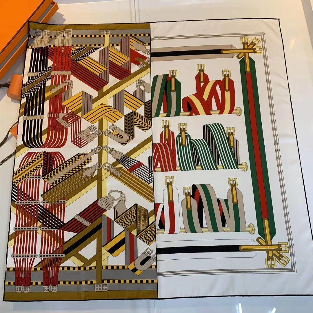 Handmade Hemming Twill Silk Printed Shawl