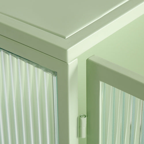 Modern Double Door Wall Cabinet With Glass Door With Three Levels Of Storage For Entrance Living Room, Bathroom, Dining Room, Mint Green Unavailable Platforms- Temu