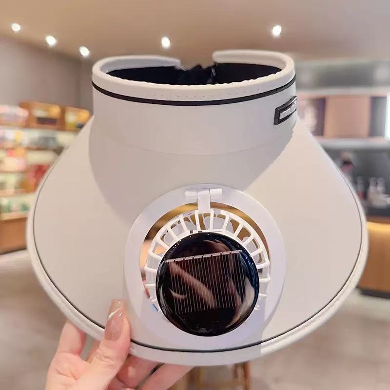 Summer Solid Color Solar Fan Cap Women's Multi-functional Outdoor