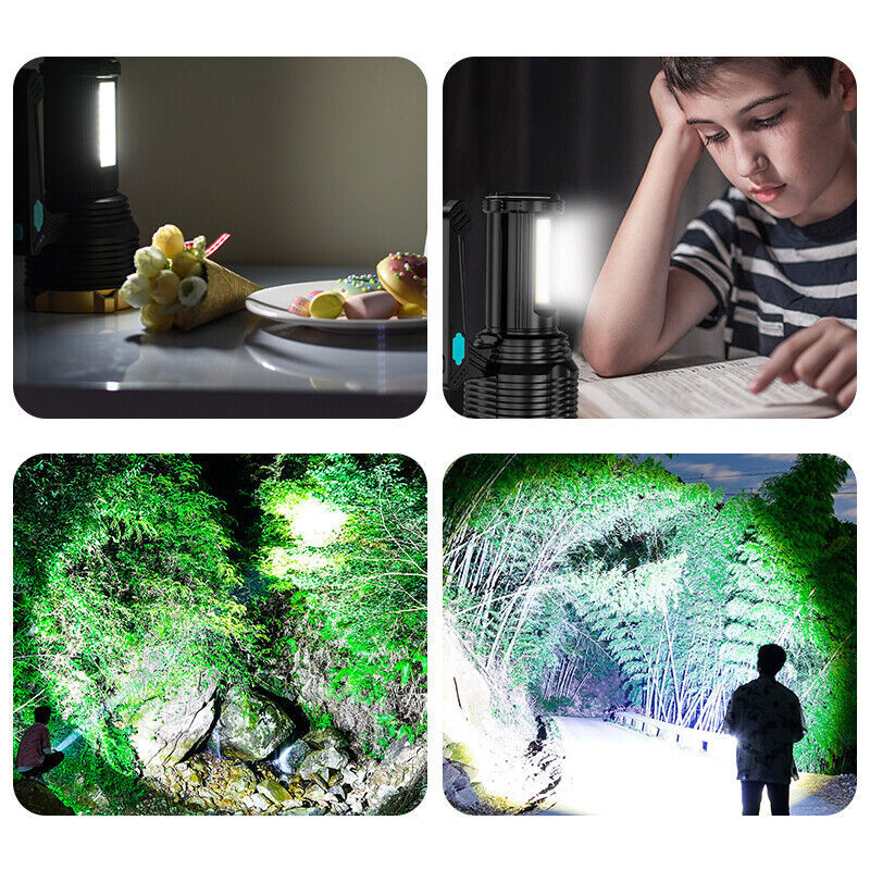 Most Powerful 1200000lm LED Flashlight Super Bright Torch Lamp USB Rechargeable