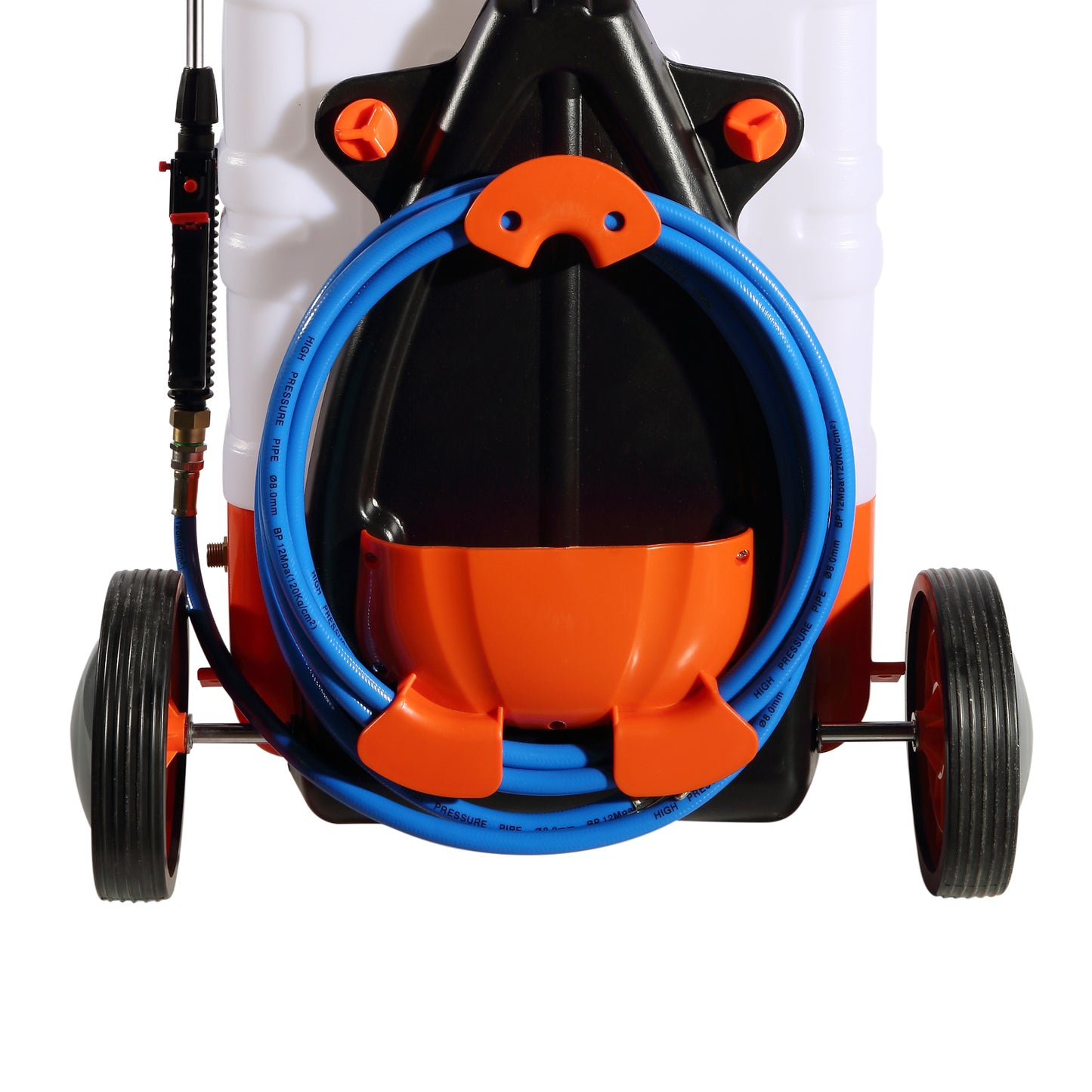 VEVOR Battery Powered Backpack Sprayer With Cart, 0-94 PSI Adjustable Pressure, 4 Gallon Tank On Wheels, With 8 Nozzles And 2 Wands, 12V 7.2Ah Battery, Wide Mouth Lid For Weeding, Spraying, Cleaning