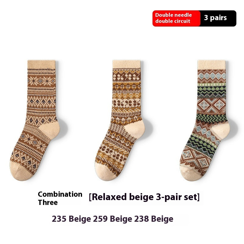 Retro Ethnic Style Artistic Wear Middle Tube Cotton Socks