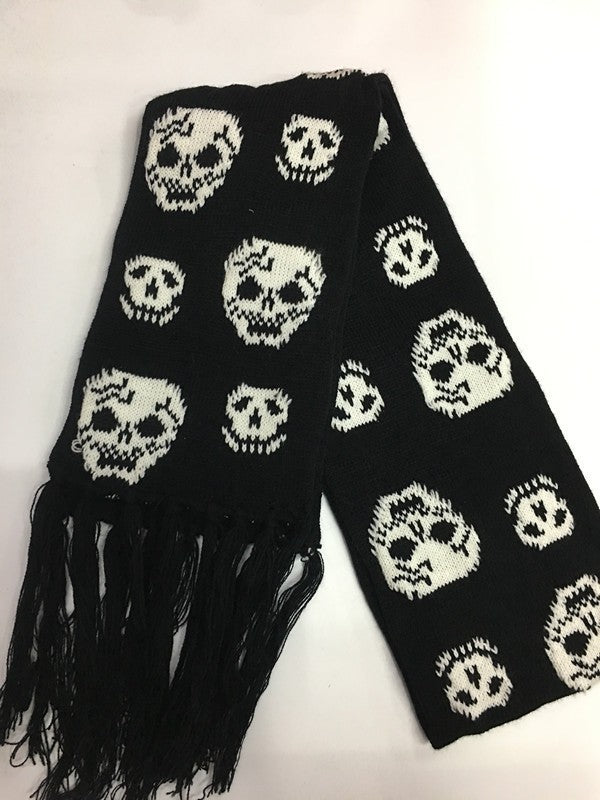 Knitted Jacquard Thickened Warm Casual Skull Scarf